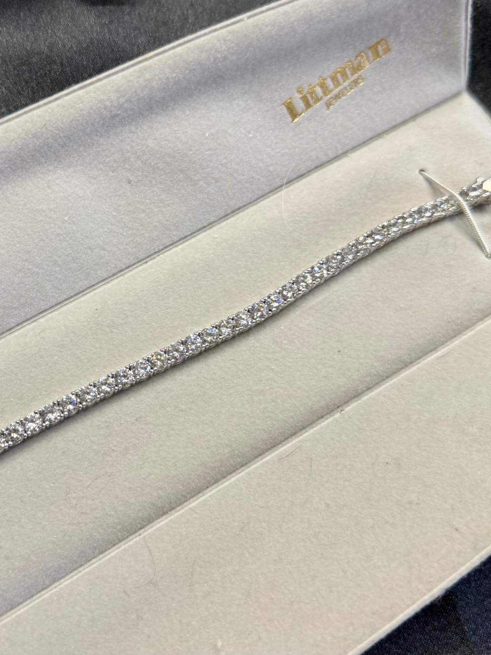 Sterling Silver 925 Tennis Bracelet — Faux Diamond CZ, 7" — Littman Jewelers